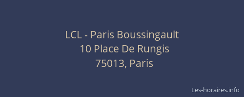 LCL - Paris Boussingault