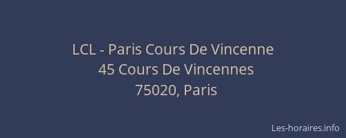 LCL - Paris Cours De Vincenne