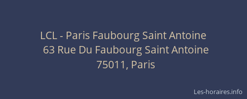 LCL - Paris Faubourg Saint Antoine