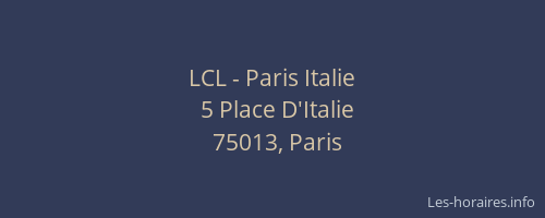 LCL - Paris Italie