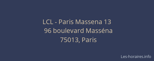LCL - Paris Massena 13
