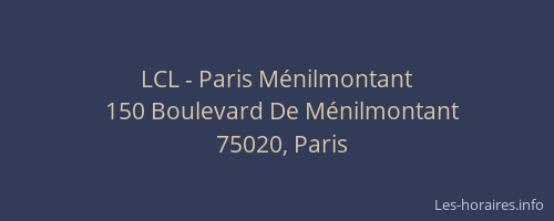 LCL - Paris Ménilmontant