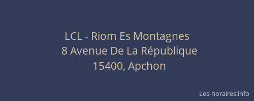 LCL - Riom Es Montagnes