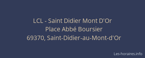 LCL - Saint Didier Mont D'Or