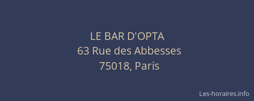 LE BAR D'OPTA