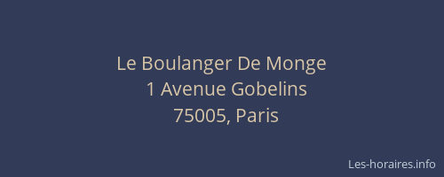 Le Boulanger De Monge