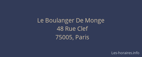 Le Boulanger De Monge