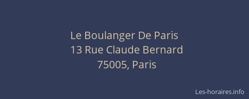 Le Boulanger De Paris
