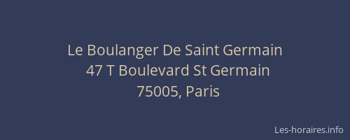 Le Boulanger De Saint Germain