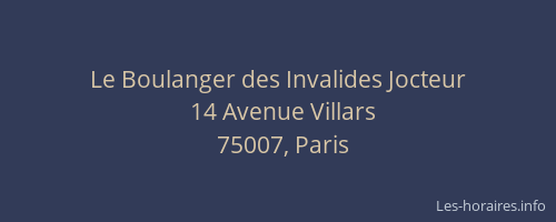 Le Boulanger des Invalides Jocteur