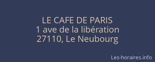 LE CAFE DE PARIS