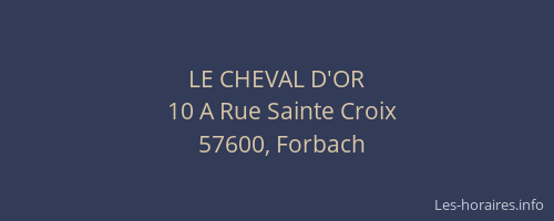 LE CHEVAL D'OR