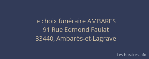 Le choix fun&eacute;raire AMBARES