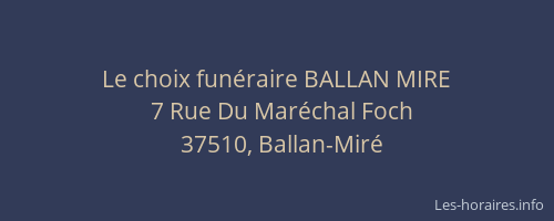 Le choix fun&eacute;raire BALLAN MIRE