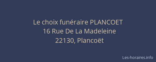 Le choix fun&eacute;raire PLANCOET