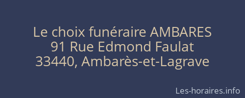 Le choix funéraire AMBARES