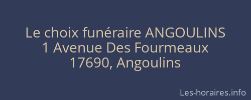 Le choix funéraire ANGOULINS