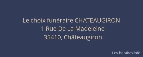 Le choix funéraire CHATEAUGIRON