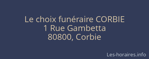 Le choix funéraire CORBIE