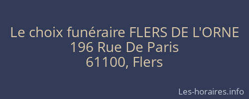 Le choix funéraire FLERS DE L'ORNE