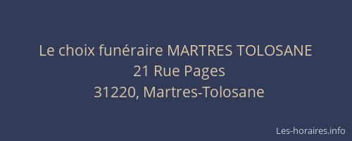 Le choix funéraire MARTRES TOLOSANE