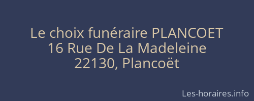 Le choix funéraire PLANCOET