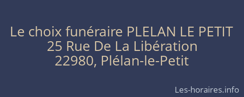Le choix funéraire PLELAN LE PETIT