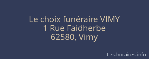 Le choix funéraire VIMY