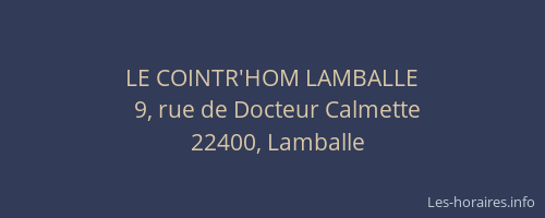 LE COINTR'HOM LAMBALLE