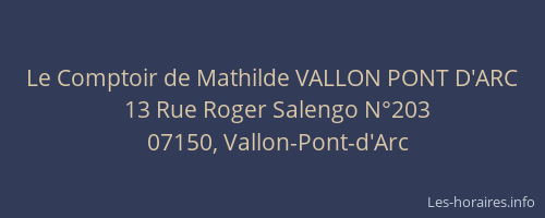 Le Comptoir de Mathilde VALLON PONT D'ARC
