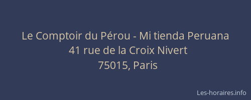 Le Comptoir du Pérou - Mi tienda Peruana