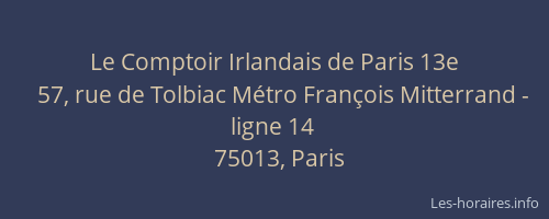 Le Comptoir Irlandais de Paris 13e