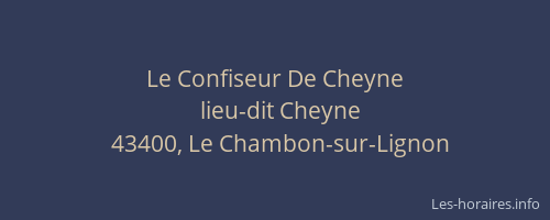 Le Confiseur De Cheyne