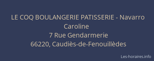 LE COQ BOULANGERIE PATISSERIE - Navarro Caroline