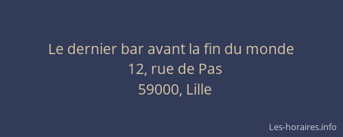 Le dernier bar avant la fin du monde