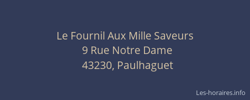 Le Fournil Aux Mille Saveurs