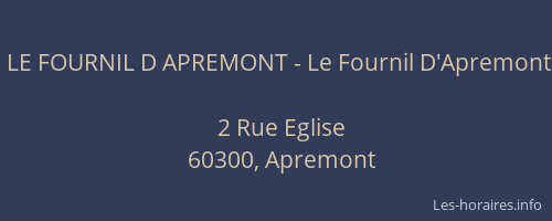 LE FOURNIL D APREMONT - Le Fournil D'Apremont