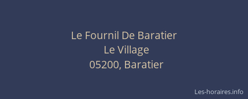 Le Fournil De Baratier