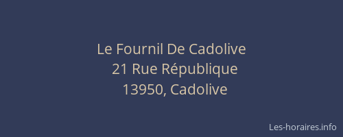 Le Fournil De Cadolive