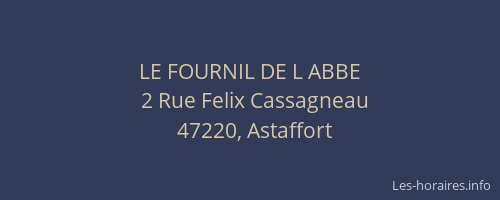 LE FOURNIL DE L ABBE