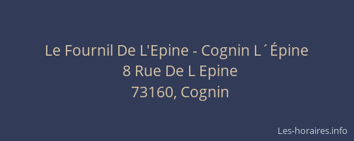 Le Fournil De L'Epine - Cognin L´Épine
