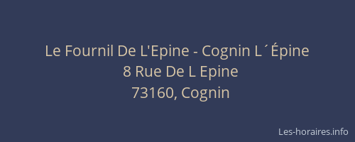 Le Fournil De L'Epine - Cognin L&acute;&Eacute;pine