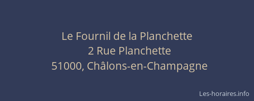 Le Fournil de la Planchette