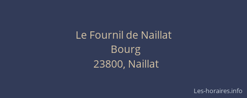 Le Fournil de Naillat