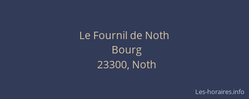 Le Fournil de Noth