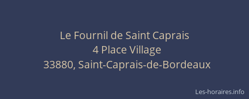 Le Fournil de Saint Caprais