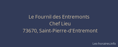 Le Fournil des Entremonts