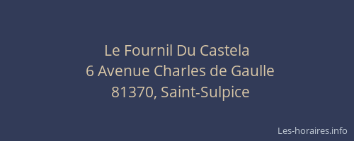 Le Fournil Du Castela