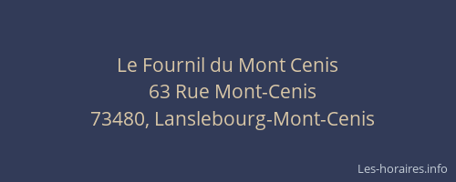 Le Fournil du Mont Cenis