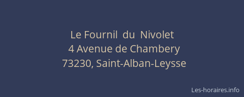 Le Fournil  du  Nivolet